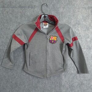 FC Barcelona Branded Full Zip Tracksuit Jacket Gray Kids Size 5 Spain La Liga